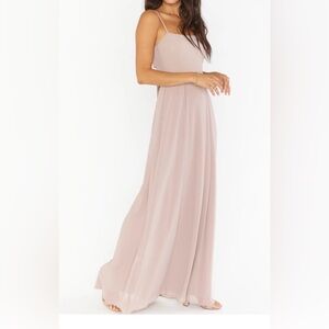 Show Me Your Mumu- Lauren Tie Maxi Dress- Neutral Mauve Chiffon- NWT- Size Small